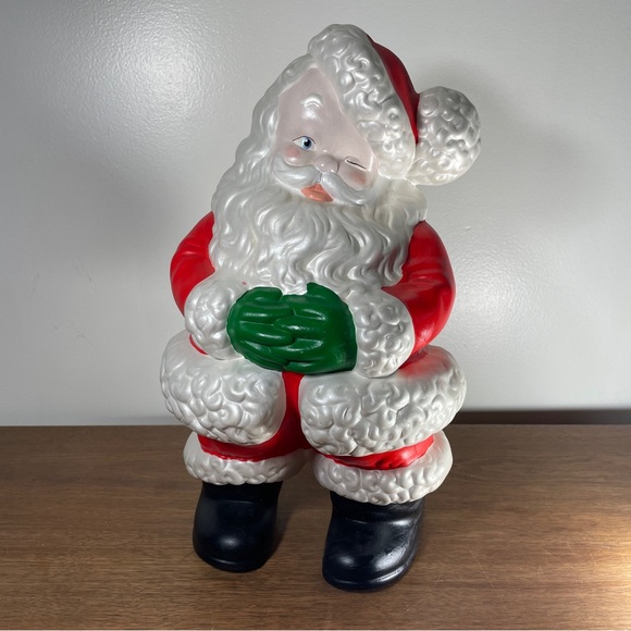 Large Vintage 14 1/2 Inch Atlantic Mold Ceramic Winking Santa Christmas Decor - Picture 13 of 15